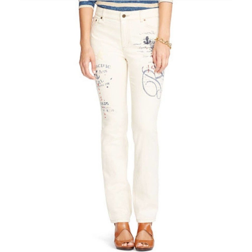 Ralph Lauren Jeans With Nautical Embroidered Print logo Marine  14